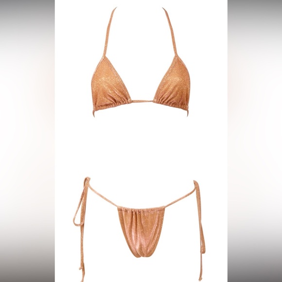 Laina rauma champagne pu$$y bikini and bucket hat set sz small - Picture 3 of 7